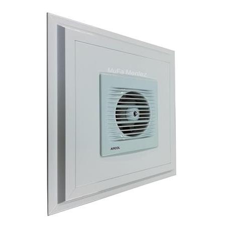 Aircol Ø150 Aspiratörlü Menfez -Düz Panel -Yüzeysel Montaj- Beyaz