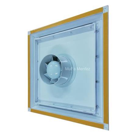 Aircol Ø150 Aspiratörlü Menfez -Düz Panel -Yüzeysel Montaj- Beyaz