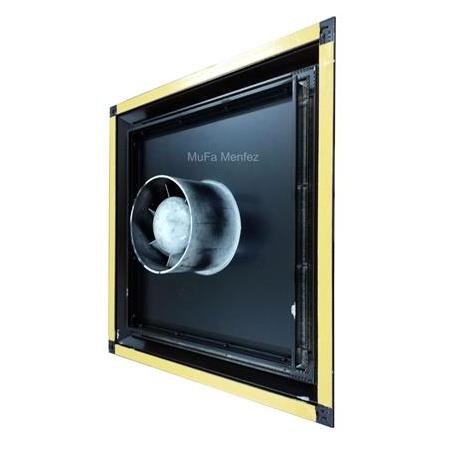 Aircol Ø120 Aspiratörlü Menfez -Düz Panel -Yüzeysel Montaj- Siyah