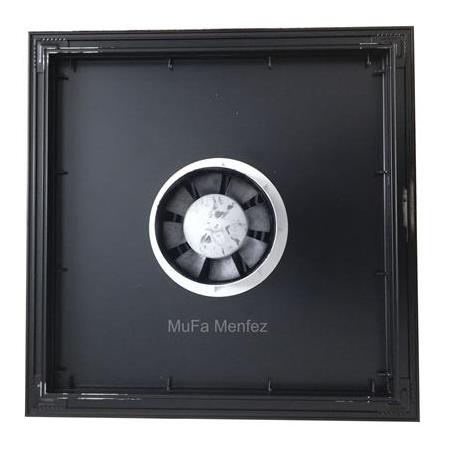 Aspiratörlü Ars Ø150 Fanlı Menfez -Düz Panel-Boşluğa Geçme- Siyah